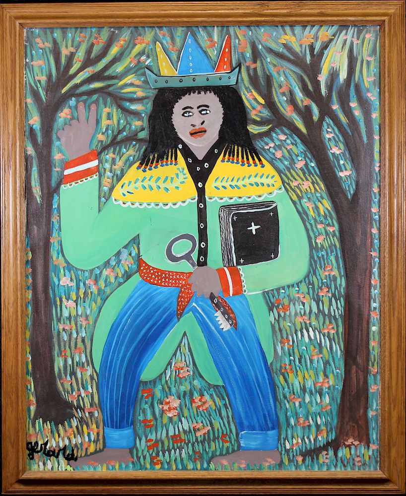 Appraisal: Haitian Folk Art Painting Papa Legba th C Figural Haitian