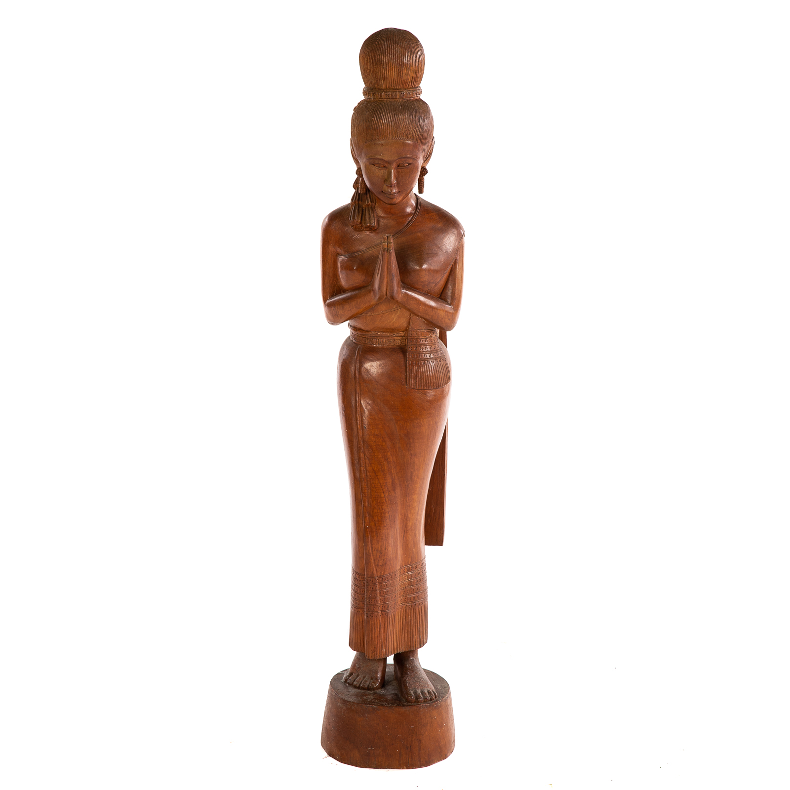 Appraisal: THAI SAWASDEE CARVED WOOD FIGURE Mid-century in H