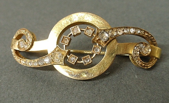 Appraisal: - Ladies k gold and diamond brooch l g -