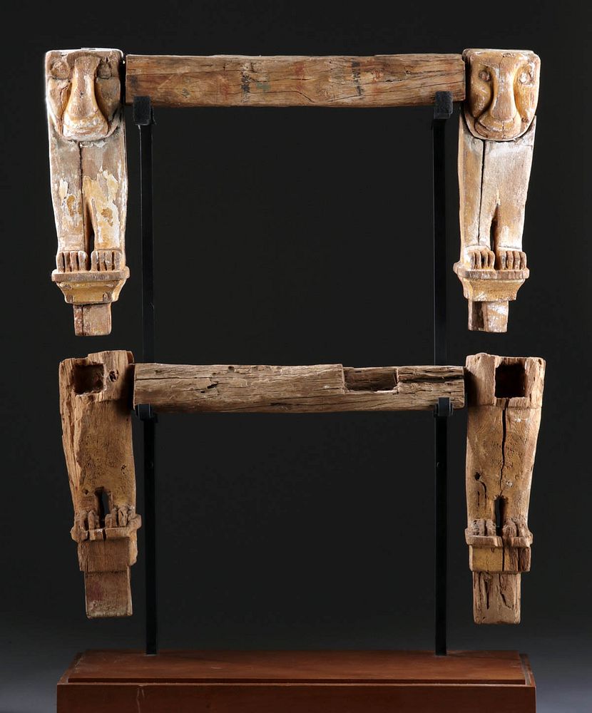 Appraisal: Egypt Late Dynastic Wood Throne Legs w Lions Originally Listed