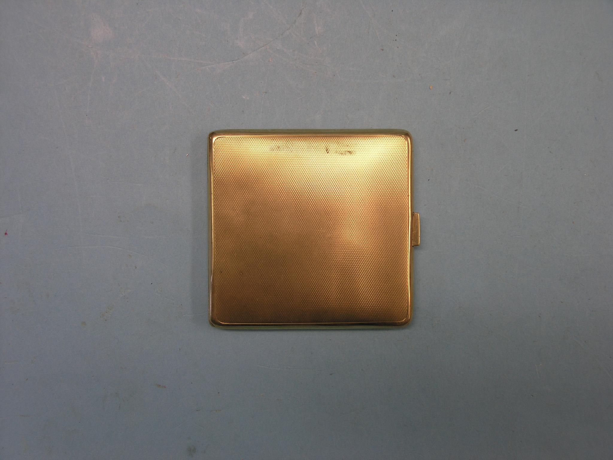 Appraisal: An engine-turned ct gold cigarette case Birmingham grams gross