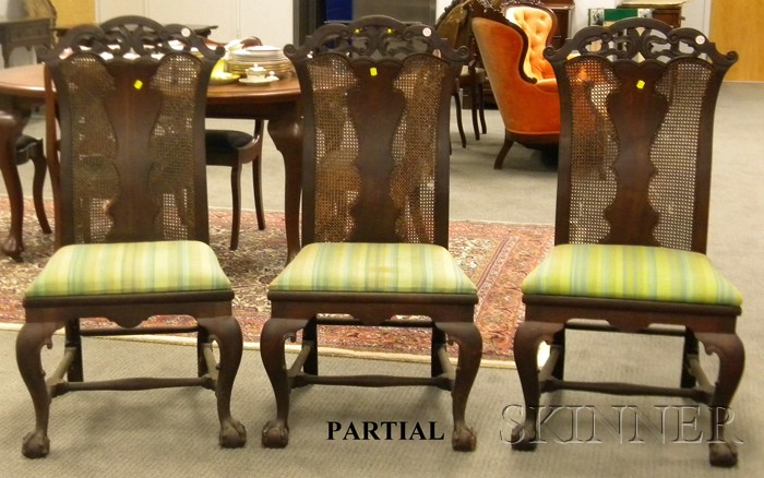 Appraisal: Set of Six Rococo Chippendale-style Caned Carved Mahogany Side Chairs