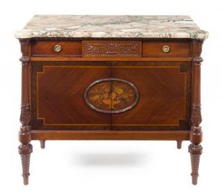 Appraisal: A Louis XVI Style Marquetry Commode a Vantaux Height x