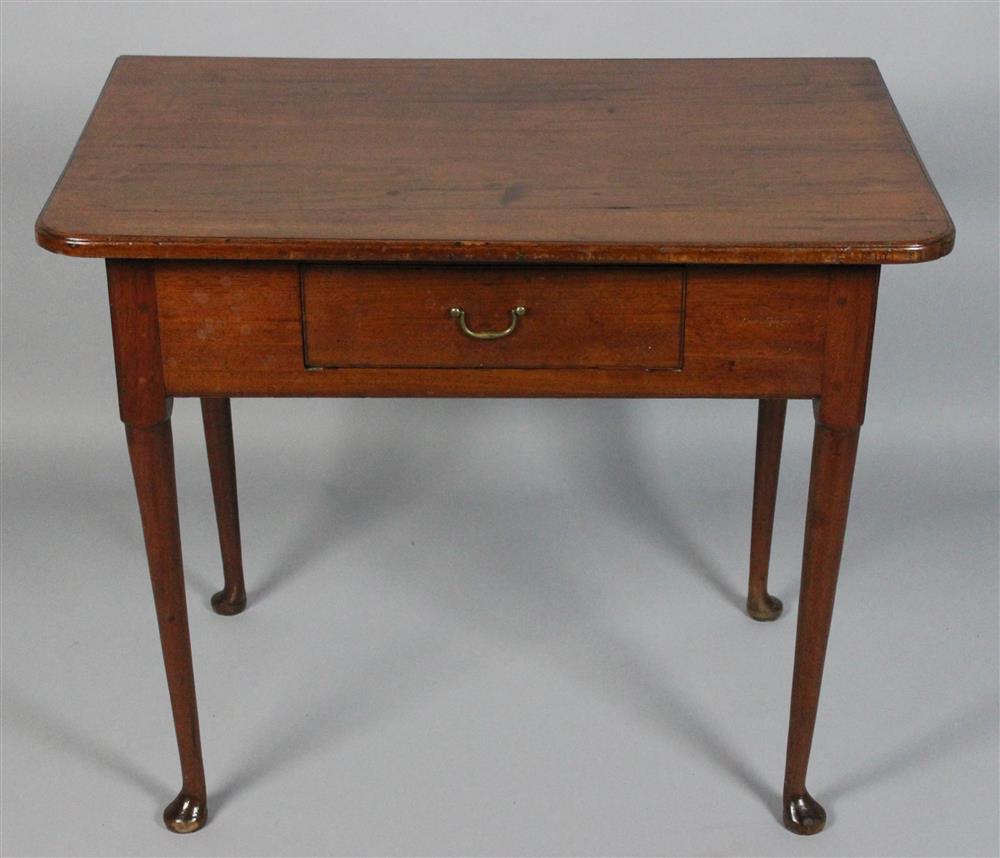 Appraisal: MASSACHUSETTS QUEEN ANNE WALNUT SINGLE DRAWER TAVERN TABLE CIRCA the