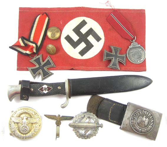 Appraisal: NINE GERMAN WORLD WAR TWO RELICS Hitler youth knife with