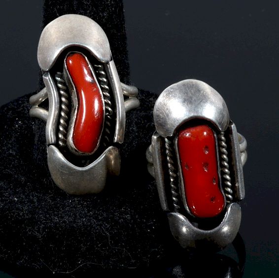 Appraisal: Virginia Piaso Sterling Silver Coral Rings Included in this lot