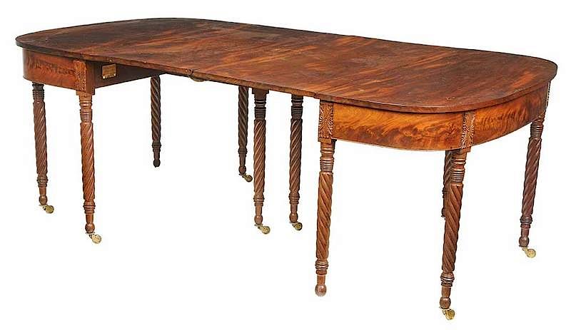 Appraisal: Federal Carved Mahogany Two Part Dining Table Philadelphia circa figured