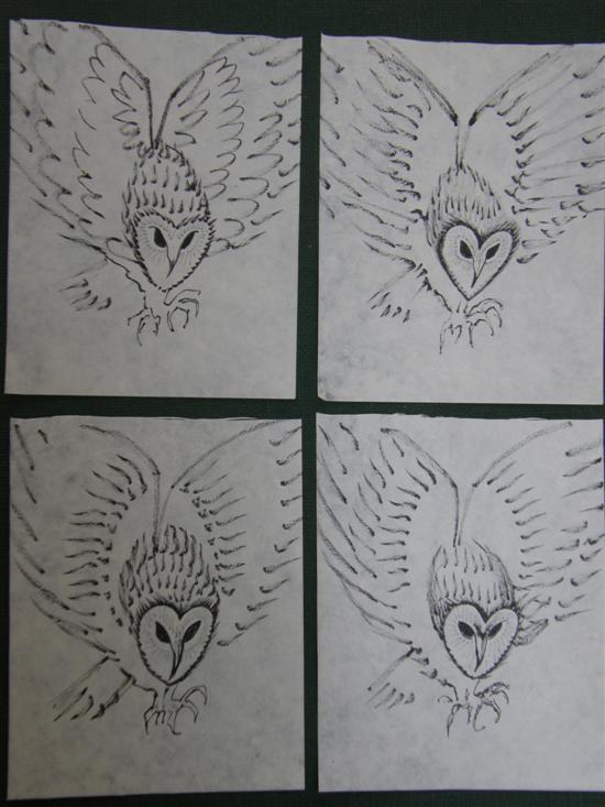 Appraisal: Thetis Blacker - British owl in flight unsigned ink on