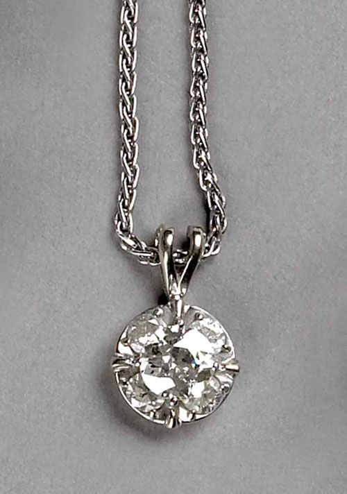 Appraisal: Platinum and diamond pendant and chain with center old European