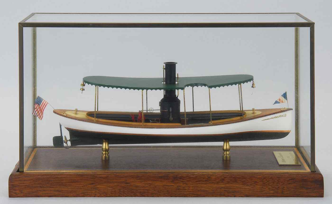 Appraisal: CASED MODEL OF A STEAM LAUNCHCirca By William Hitchcock In