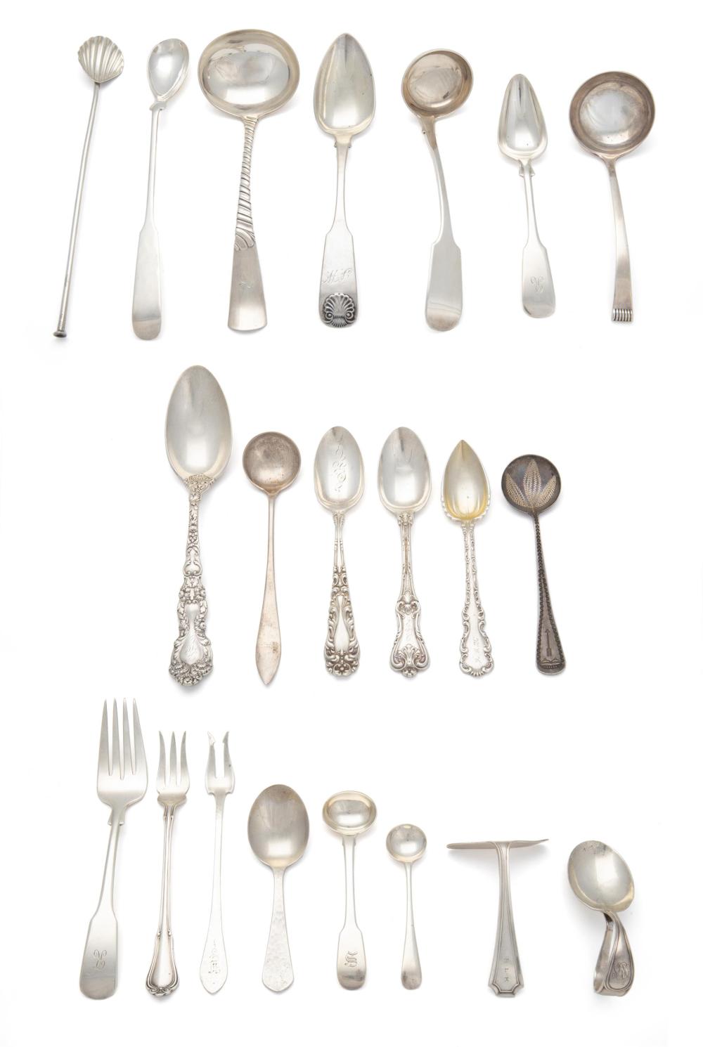 Appraisal: A group of sterling flatware items th th Century Various