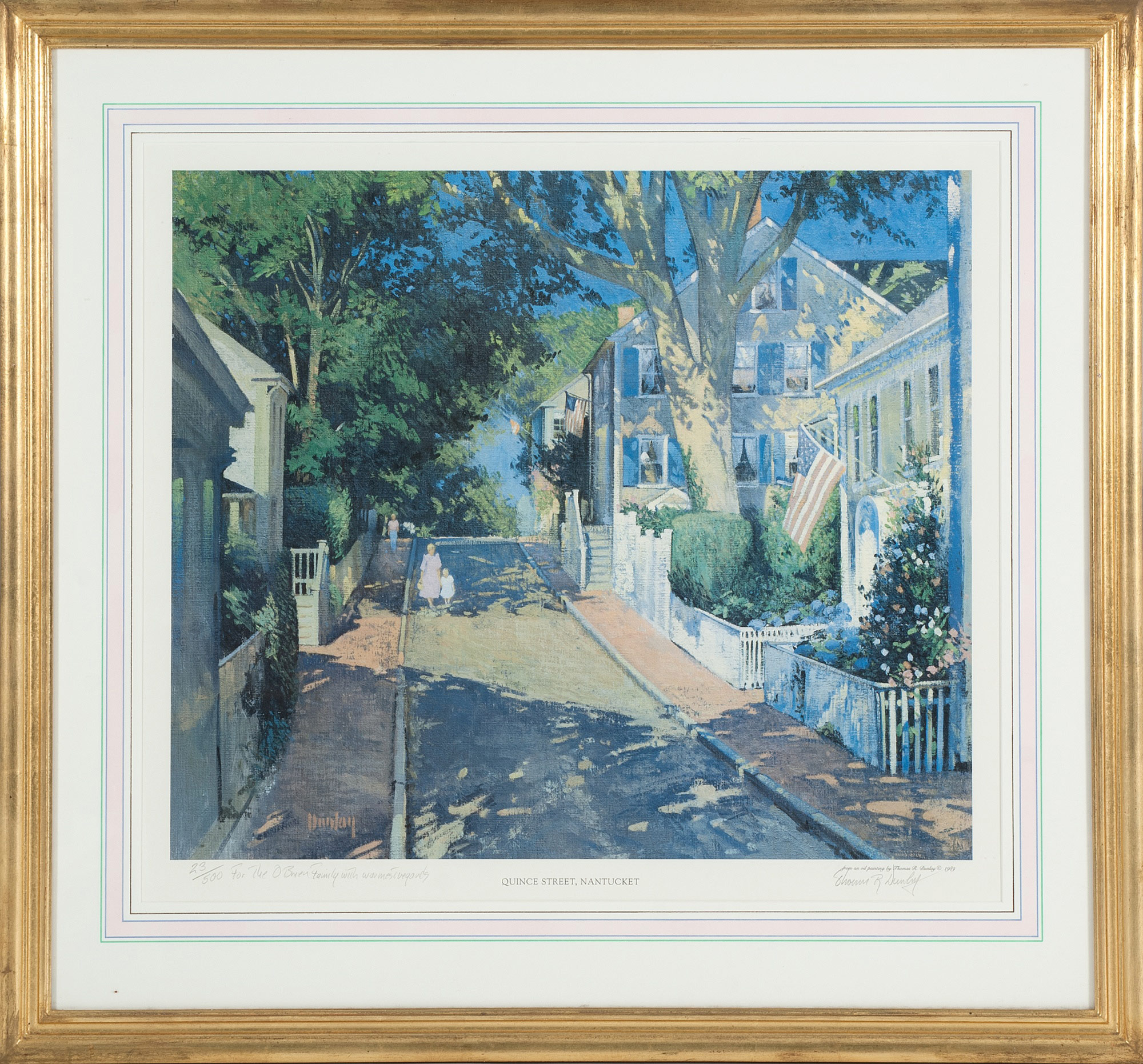 Appraisal: FRAMED PRINT Quincy Street Nantucket by Thomas R Dunlay x