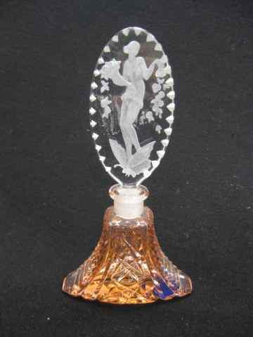 Appraisal: Czechoslovakia Art Glass Perfume Bottle pink cut crystal base with