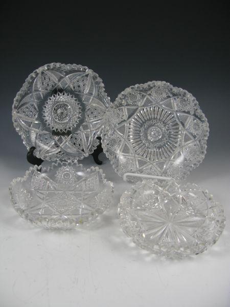 Appraisal: Four Cut Glass Dishes all of circular form with serrated