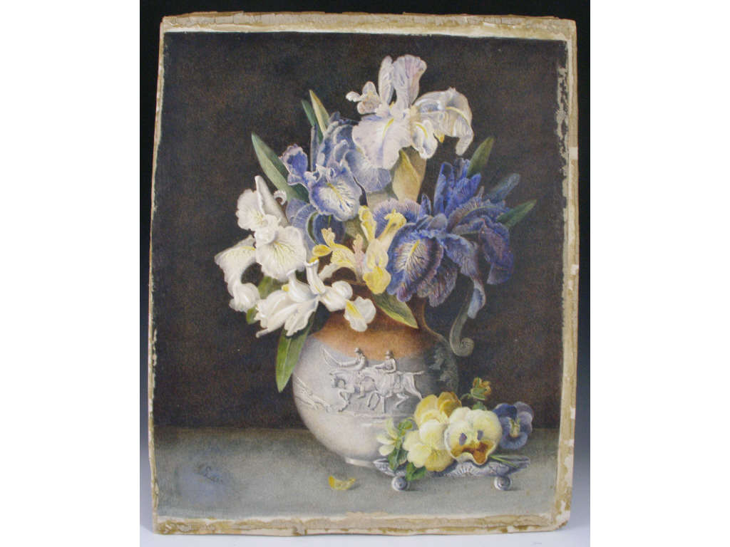 Appraisal: British School Floral Still Life th c watercolor and gouache