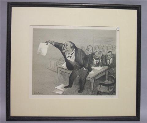 Appraisal: WILLIAM GROPPER AMERICAN - COURT ROOM SCENE Lithograph on paper