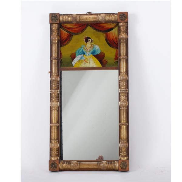 Appraisal: Federal Style Eglomise Mirror of Woman in Repose Mirror with