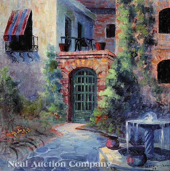 Appraisal: H Alvin Sharpe American New Orleans th c Courtyard oil