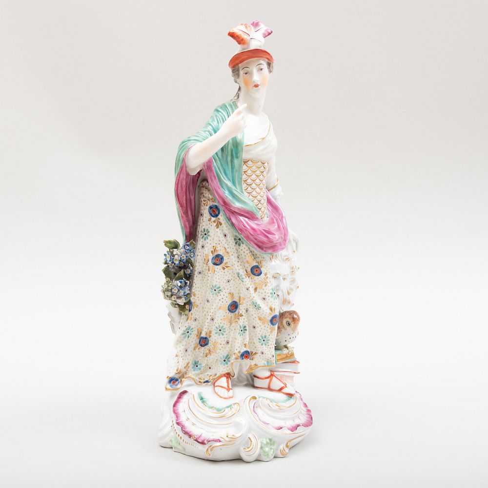 Appraisal: Chelsea Porcelain Figure of Minerva with Owl Gold painted anchor