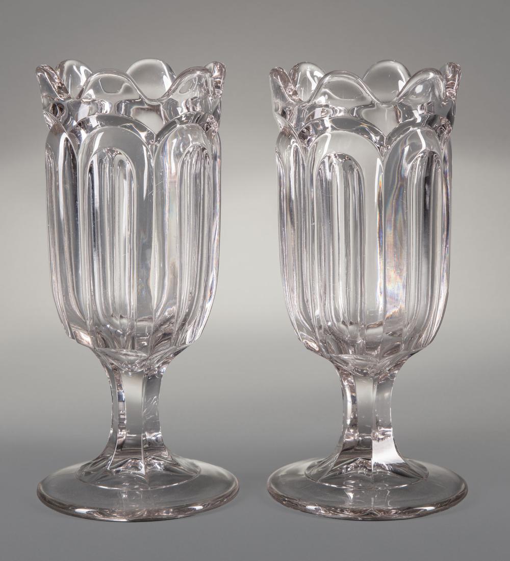 Appraisal: Pair of American Molded Glass Celery Vases late th c