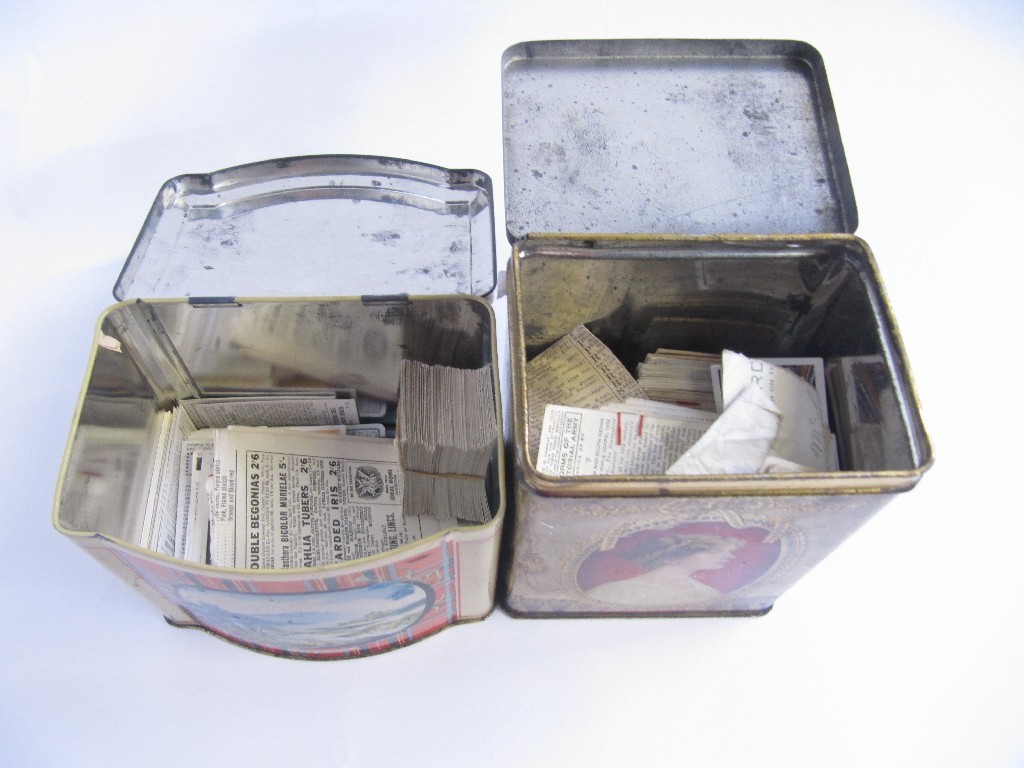 Appraisal: A lot comprising two tins and assorted cigarette cards