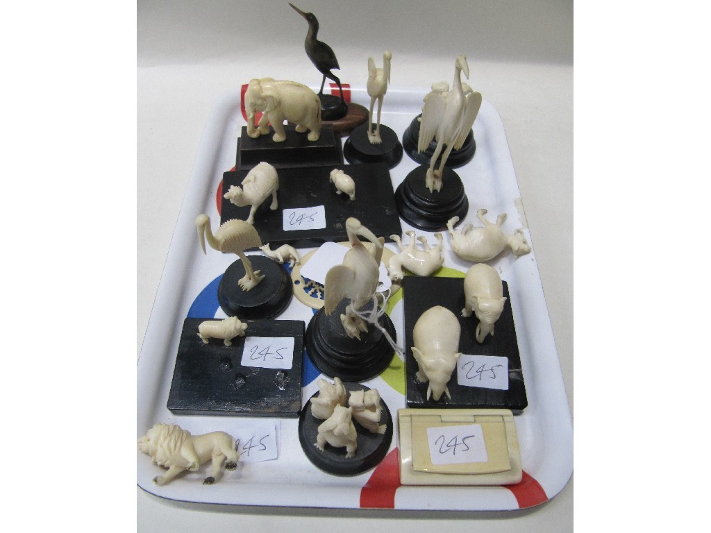 Appraisal: Lot comprising assorted ivory animal and bird figures and a