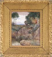 Appraisal: ARCHIBALD DAVID REID Scottish - AUTUMN Watercolor landscape scene shows