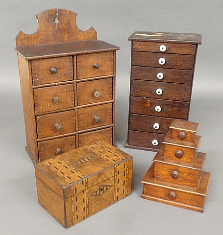 Appraisal: - Two small spice or tea storage chests- one hanging