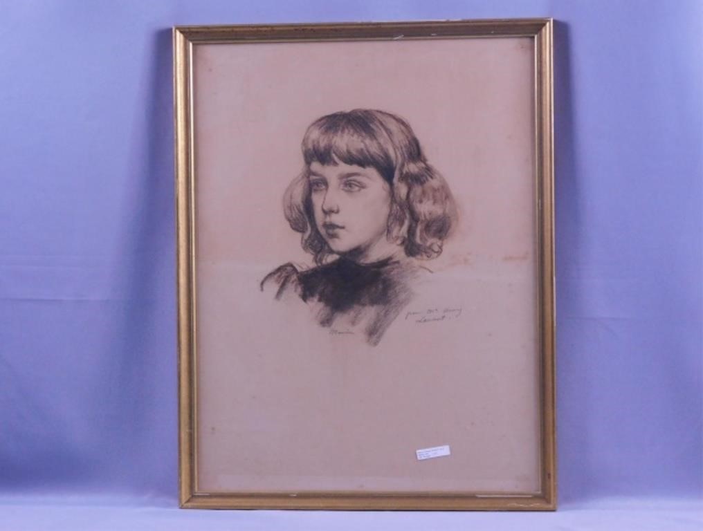 Appraisal: CHARLES MAURIN - FRANCE DRAWING OF Ayoung boy's head Charles