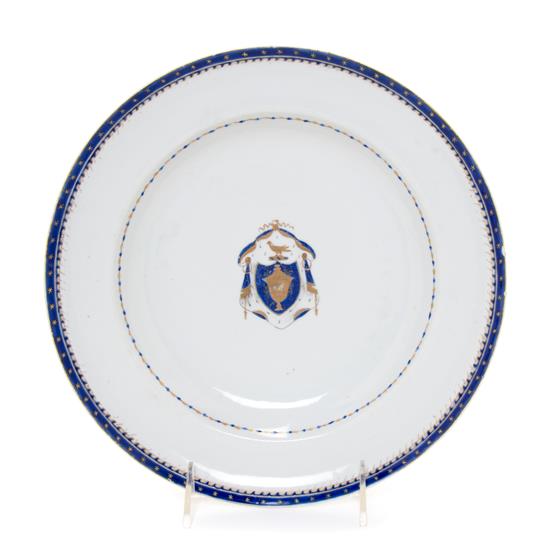 Appraisal: Sale Lot A Lowestoft Porcelain Armorial Plate the central blue