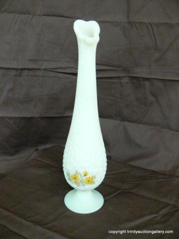 Appraisal: Fenton Custard Glass Bud Vase - Signed - hand painted