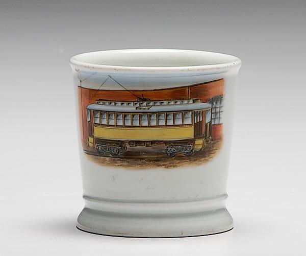 Appraisal: OCCUPATIONAL SHAVING MUG OF STREET CAR OPERATOR porcelain with polychrome