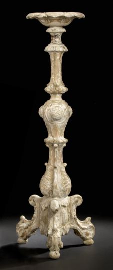 Appraisal: Large Italian Carved and Gilded Pine Pricket Candlestick third quarter