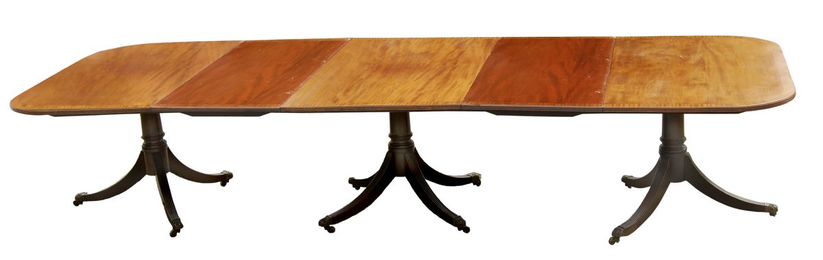 Appraisal: FEDERAL-STYLE THREE-PART PEDESTAL EXTENSION DINING TABLE First quarter of the