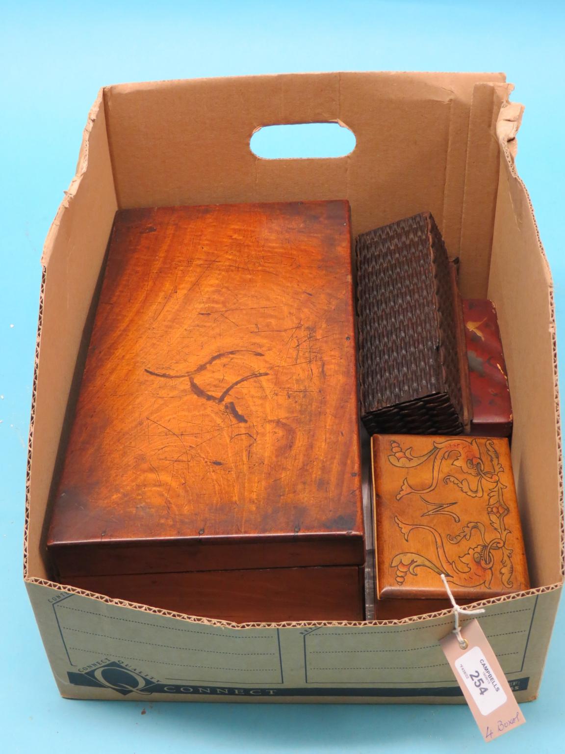 Appraisal: An early th century satinwood stationery box with enclosed fittings