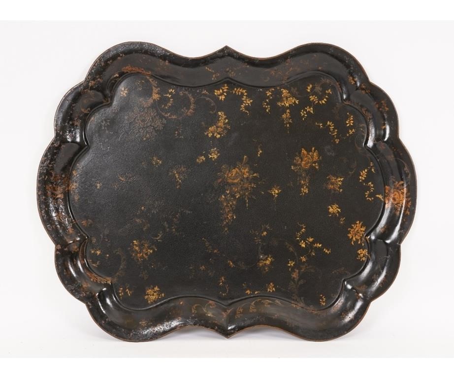 Appraisal: Chippendale tole decorated metal tray late th c h x