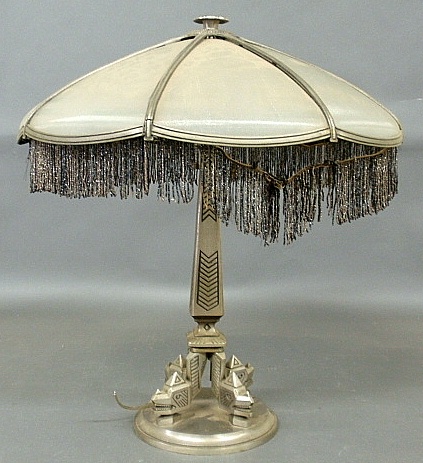 Appraisal: - Early signed Bradley Hubbard Art Deco cast metal lamp