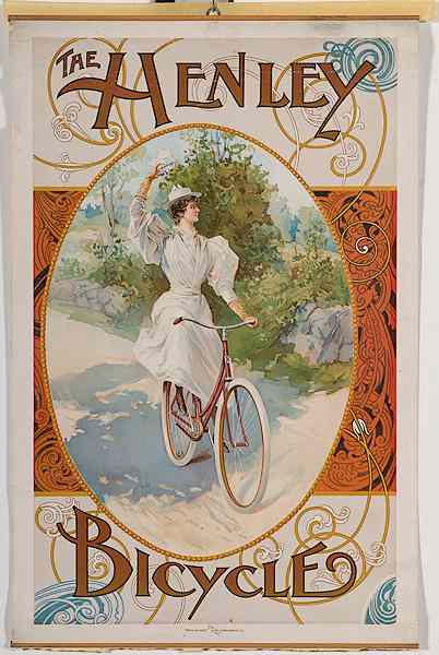 Appraisal: Bicycling Fine Henley Bicycle Lithograph The Henley Bicycle chromolithograph ''