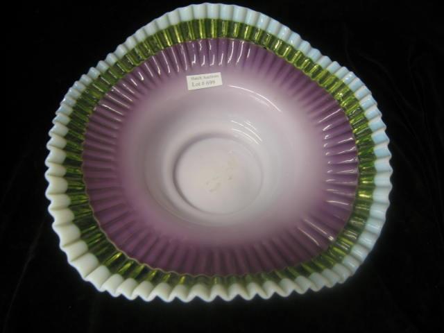 Appraisal: Victorian Art Glass Brides Bowl amethyst with vaseline white trim