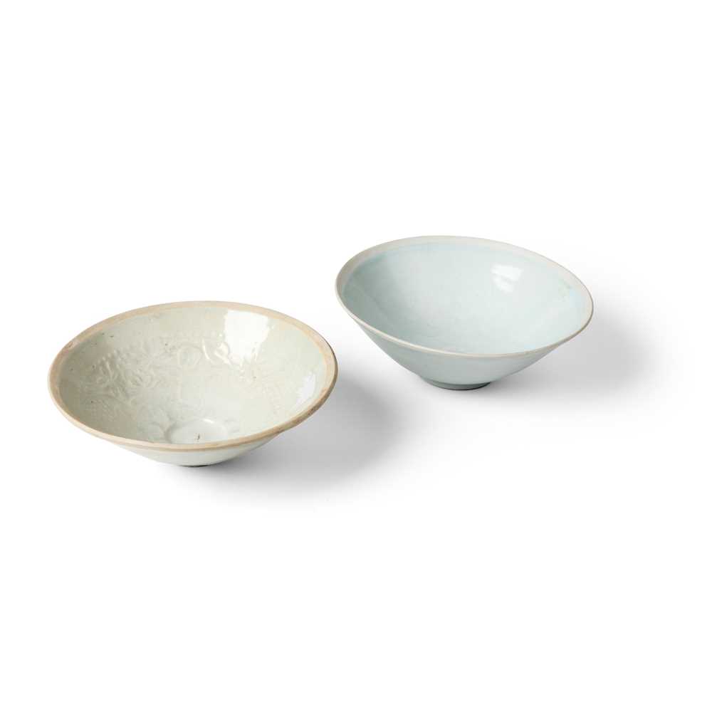 Appraisal: TWO QINGBAI BOWLS SONG DYNASTY each of conical form with