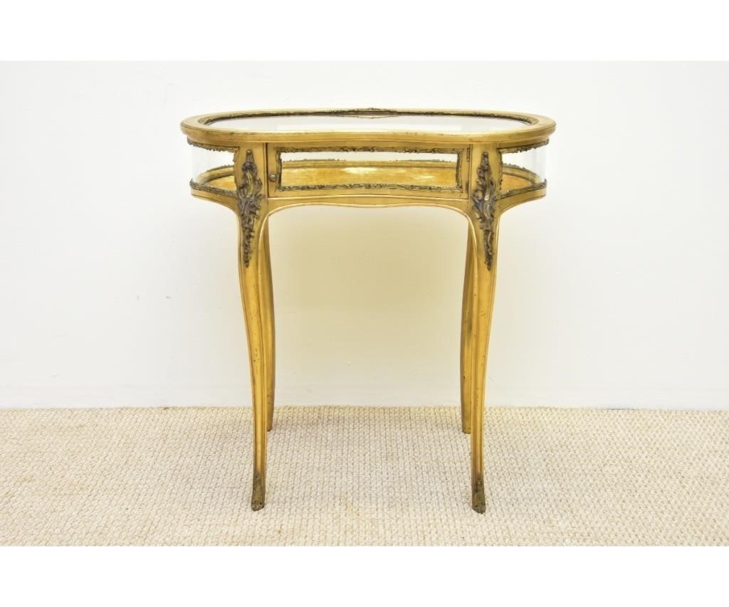 Appraisal: Kidney-shaped gilt French vitreen circa with beveled glass and metal