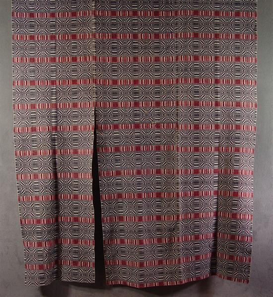 Appraisal: Wool Overshot Coverlet th Century Nice optic geometric pattern with