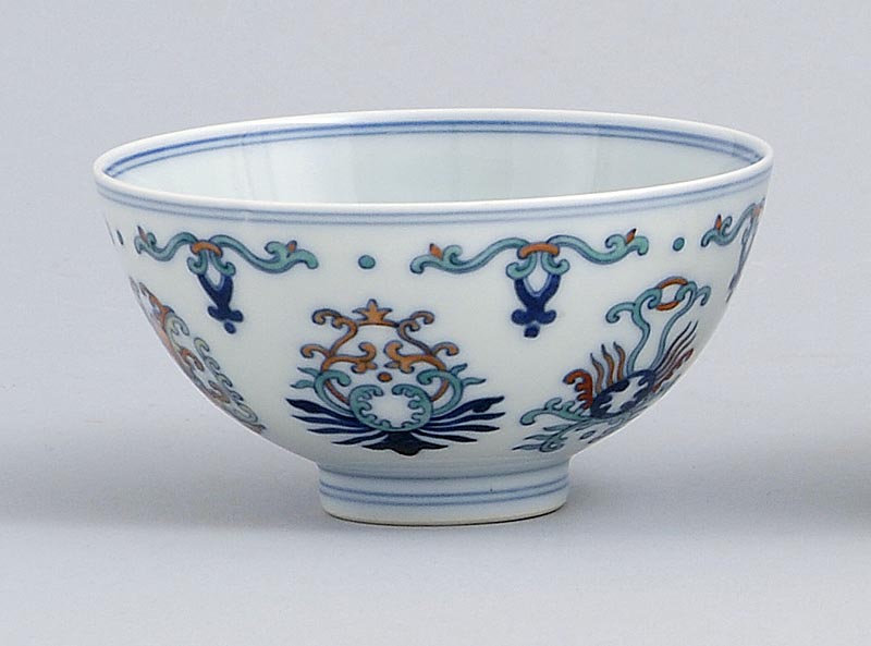 Appraisal: DOUCAI PORCELAIN BOWL With stylized passionflower design Six-character Yongzheng mark