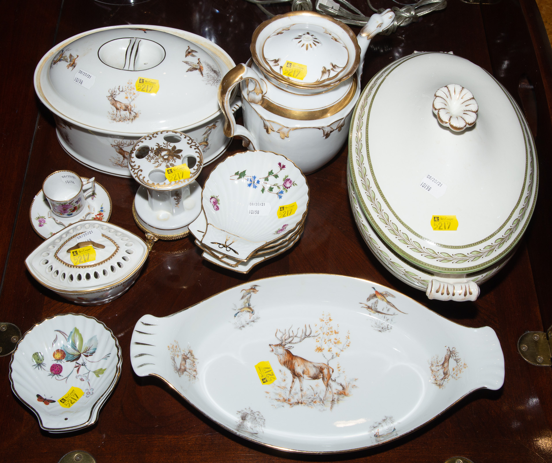 Appraisal: ASSORTED PORCELAIN ITEMS Includes two pieces of French cookware decorated