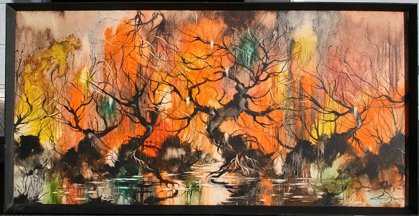 Appraisal: FACEY Gerald British - Swamp Scene OIL Masonite '' x