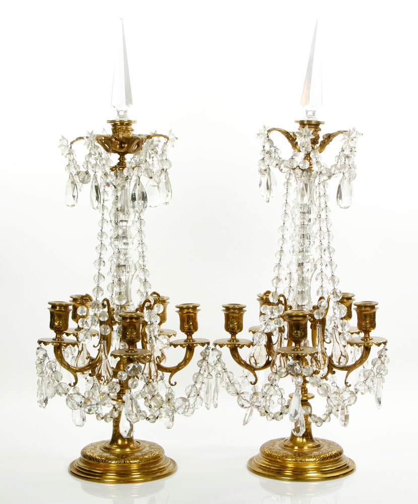 Appraisal: - Pair th C French Girandoles Pair of th century