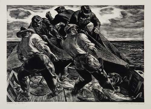 Appraisal: AMERICAN PRINTMAKERS Group of lithographs ROBERT VON NEUMANN Hauling the