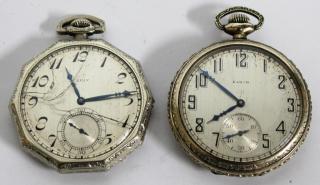 Appraisal: Elgin Antique White Gold One circular and one octagonal the