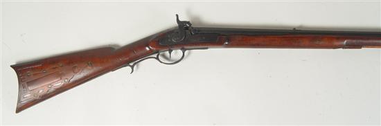 Appraisal: Full Stock Percussion Kentucky Style Rifle In approximately caliber Lock