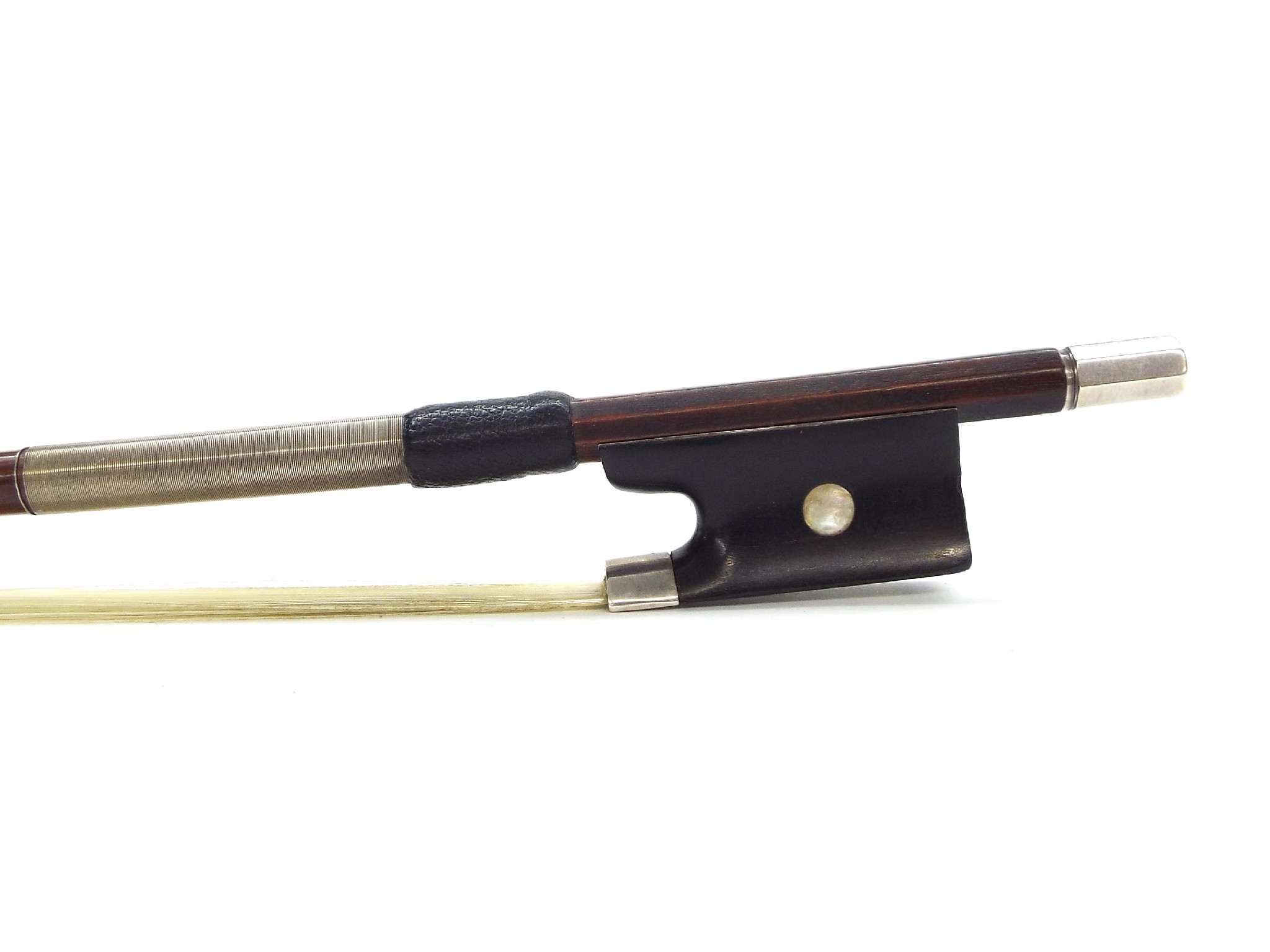 Appraisal: Good French silver mounted violin bow of the Bazin School